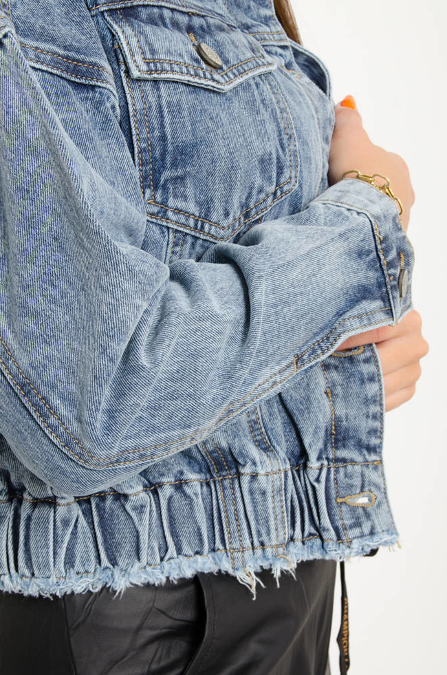 KURTKA JEANSOWA Z GUMĄ W PASIE