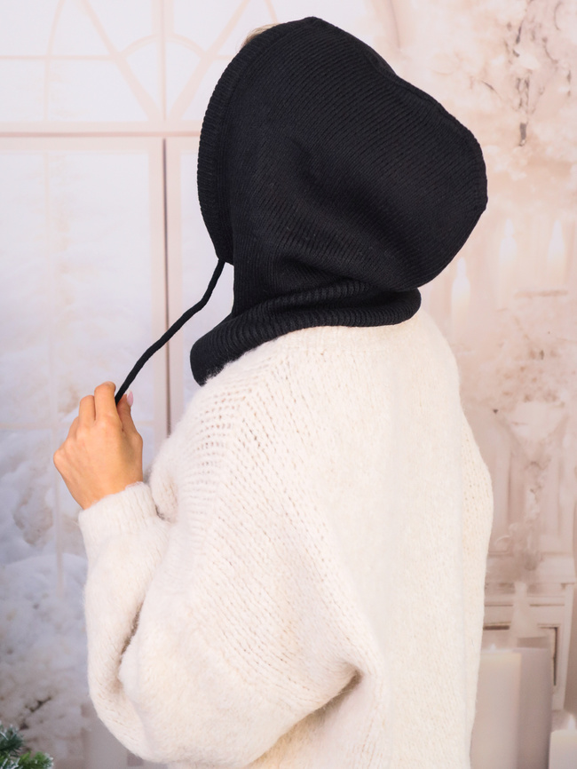 KOMINIARKA DZIANINOWA Z KAPTUREM-CZARNA