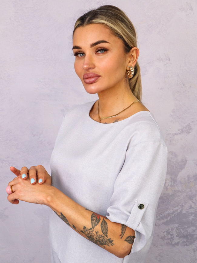 KOMPLET MATERIAŁOWY BLUZKA+ SPODNIE- SZARY