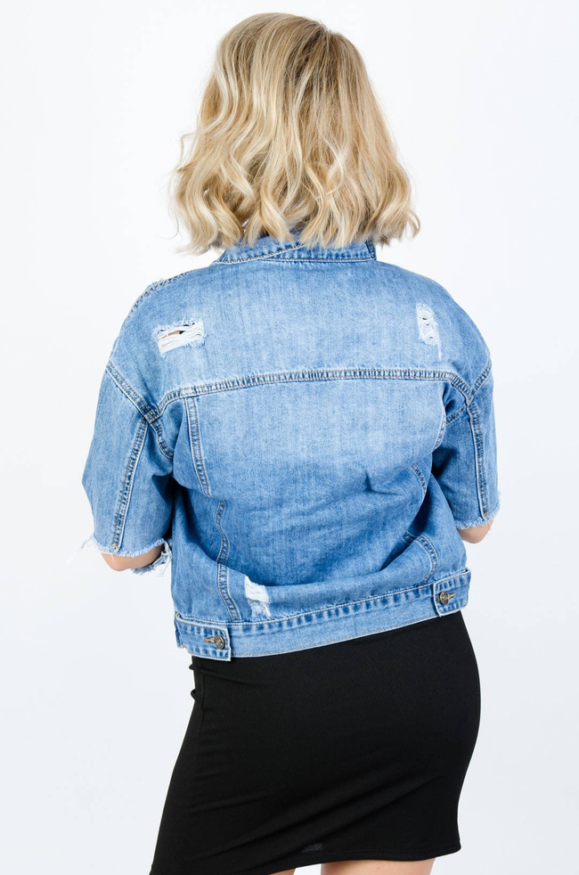 KURTKA JEANSOWA Z ROZCIĘCIAMI NA ŁOKCIACH