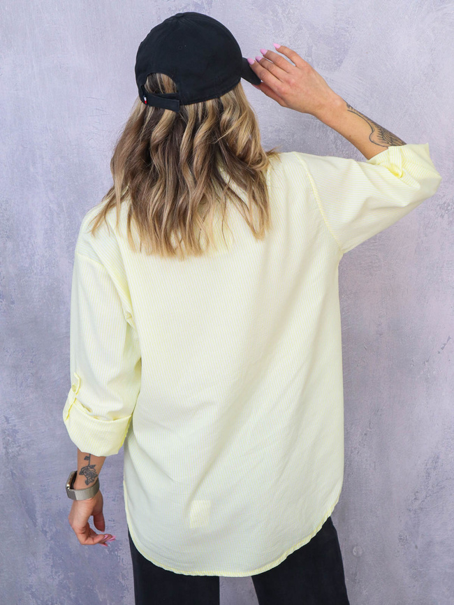 KOSZULA OVERSIZE W PASKI- ŻÓŁTA