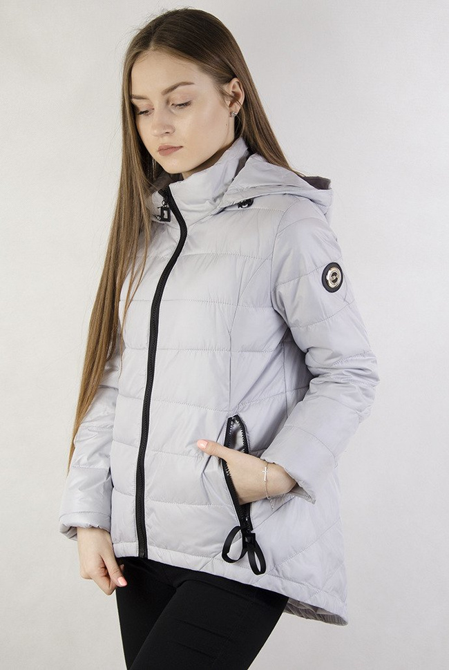 Asymetryczna szara kurtka z kapturem