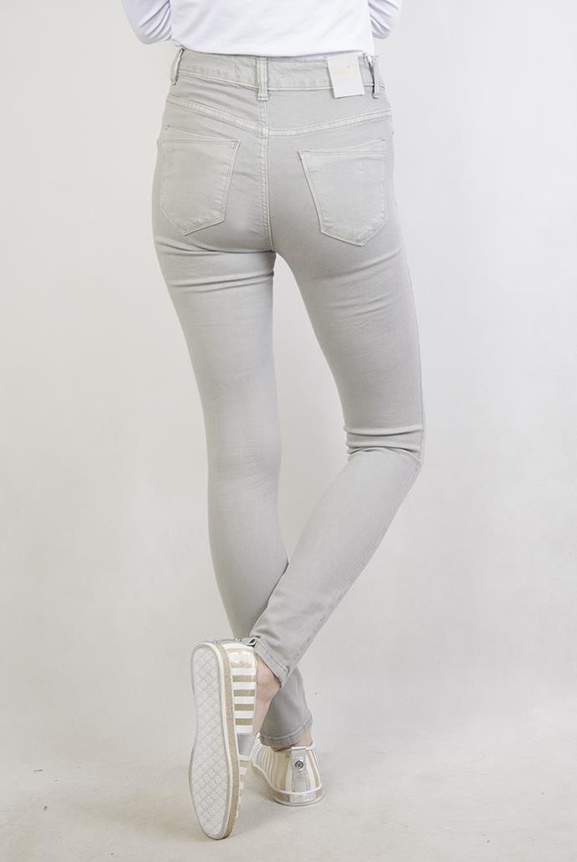 Jasnoszare spodnie przylegające z wysokim stanem