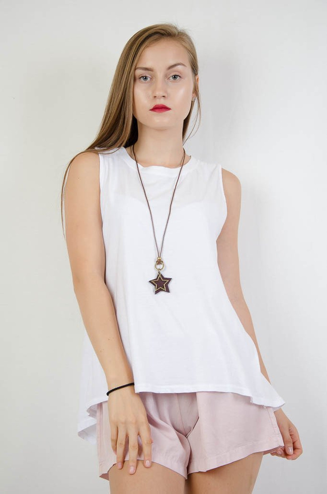 BIAŁA BLUZKA Z AŻUROWYMI PLECAMI  