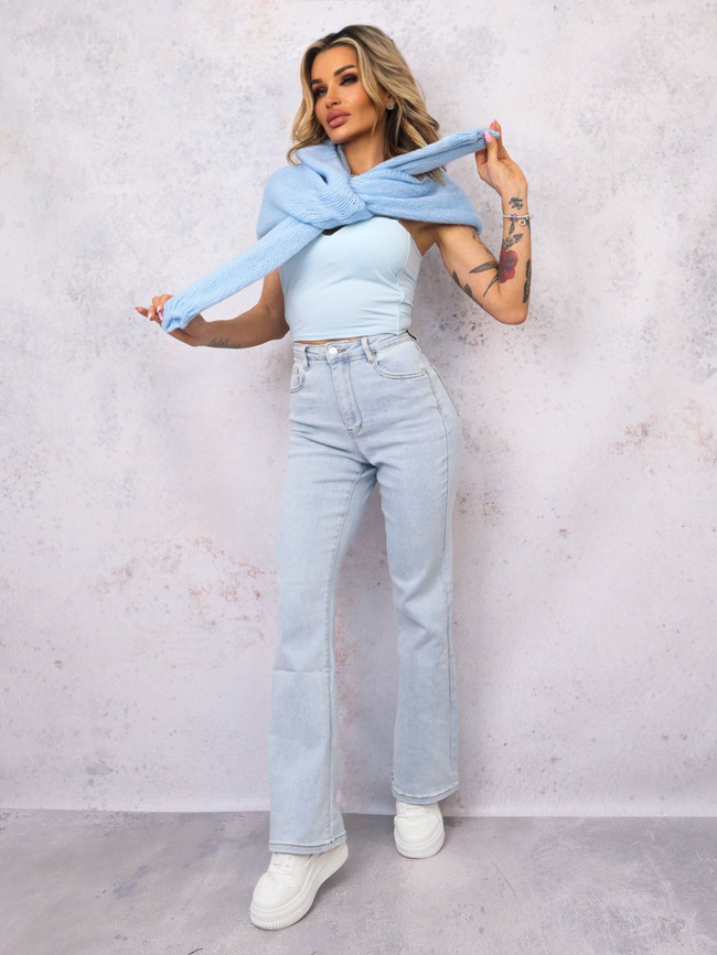 SPODNIE JEANSOWE FLARE DZWONY- JASNY JEANS