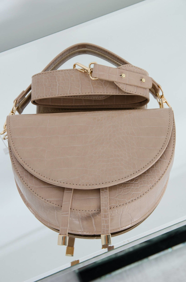 BEŻOWA TOREBKA POŁKSIĘŻYC Z WYTŁACZANYM WZOREM