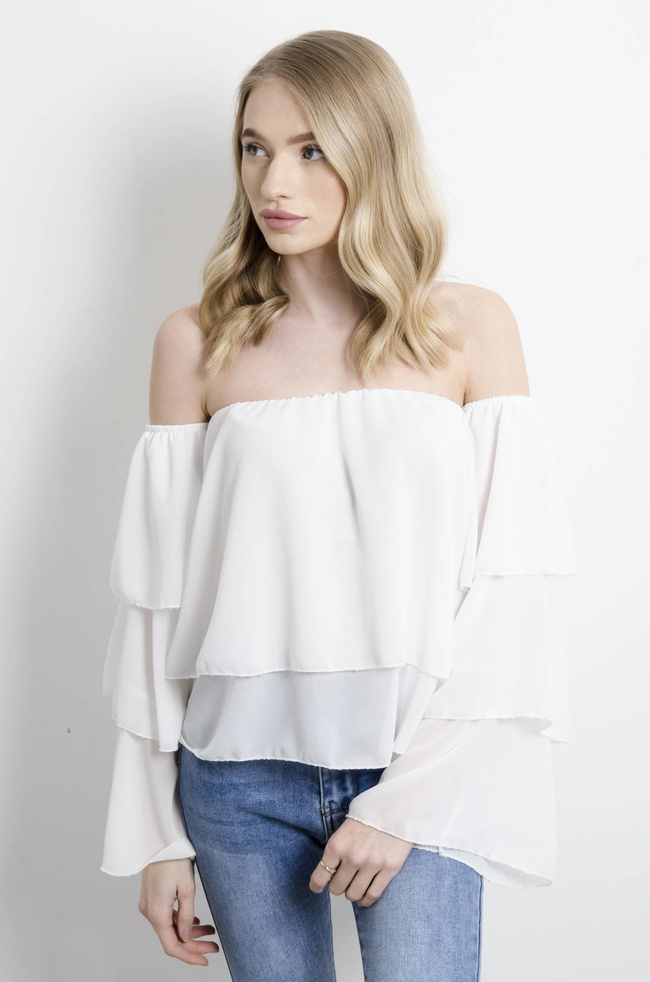 BLUZKA HISZPANKA NA DŁUGI RĘKAW - BIAŁA