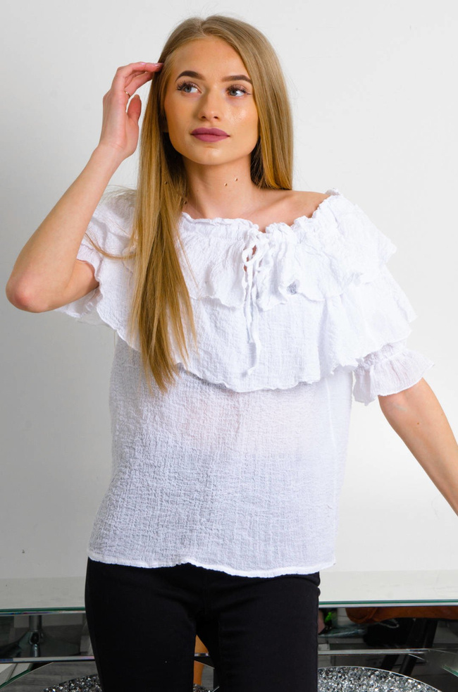 BIAŁA MUŚLINOWA BLUZKA HISZPANKA