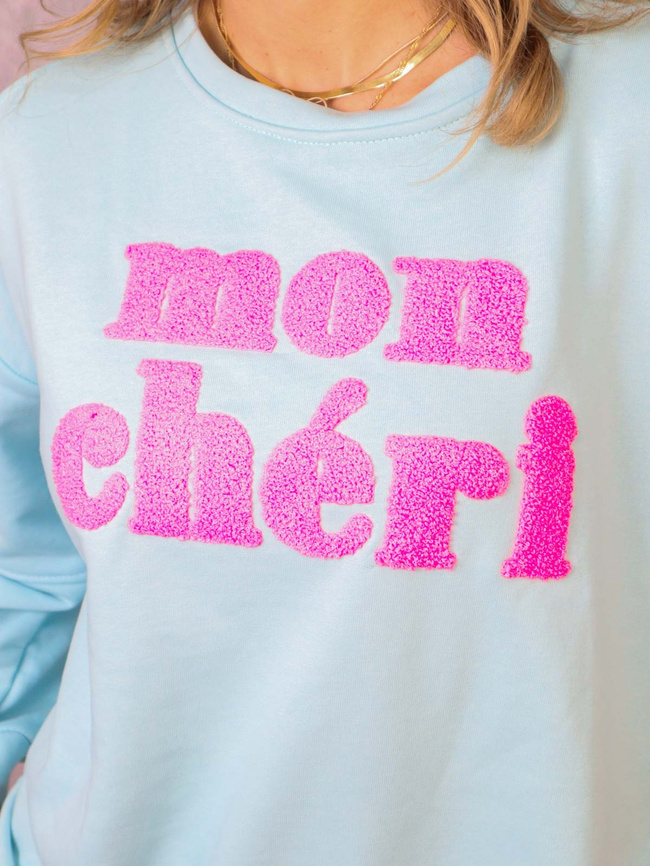 KOMPLET DRESOWY BLUZA Z NAPISEM+ SPODNIE- NIEBIESKI