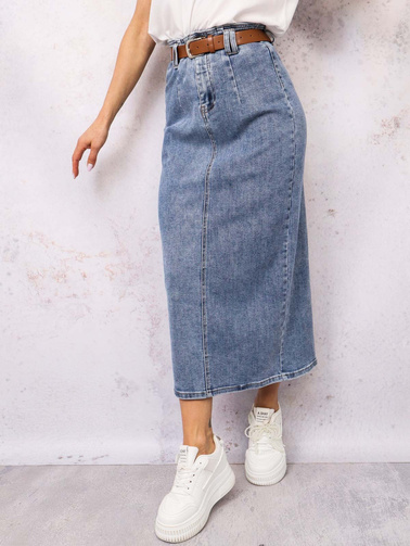 SPÓDNICA MIDI Z ROZPORKIEM Z TYŁU+ PASEK