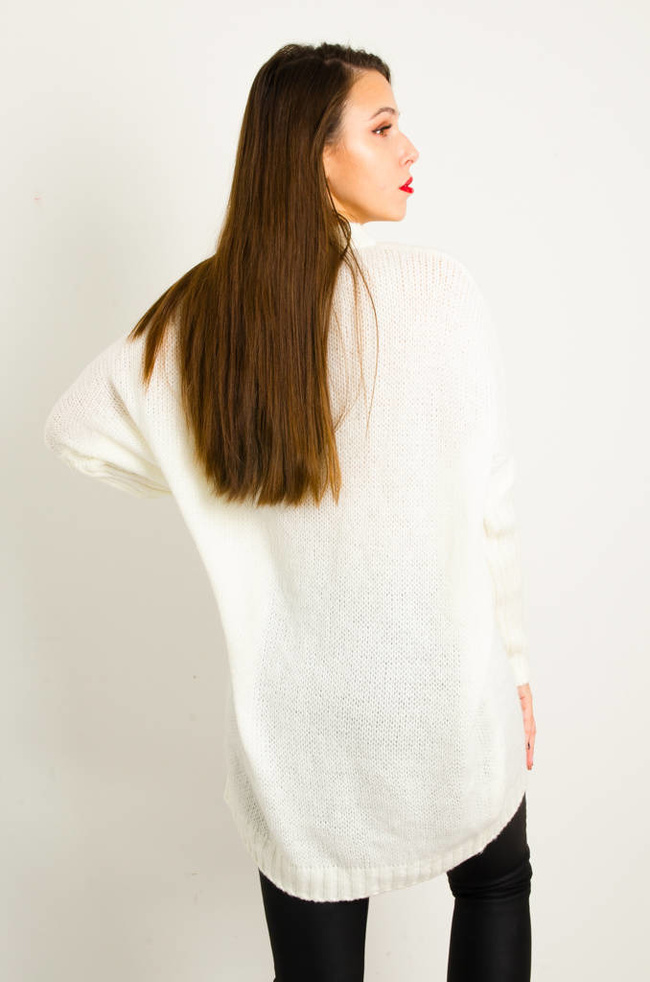 DŁUGI BIAŁY ASYMETRYCZNY SWETER