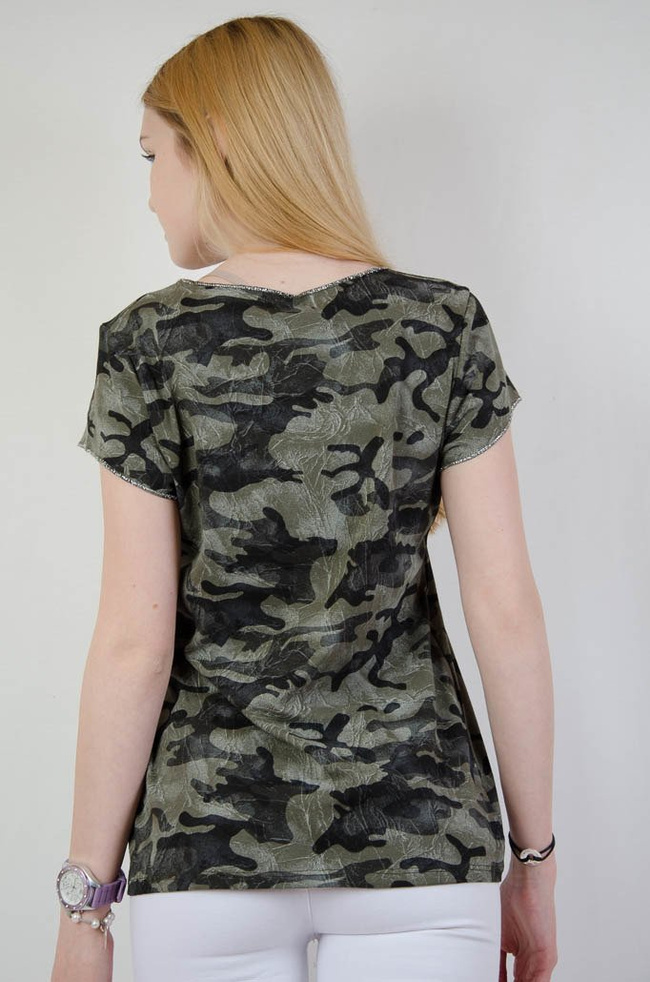 Bluzka moro ze srebrną lamówka