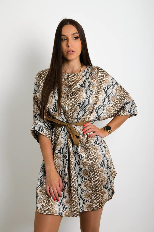 SATYNOWA SUKIENKA NIETOPERZ -WZÓR WĘŻOWY