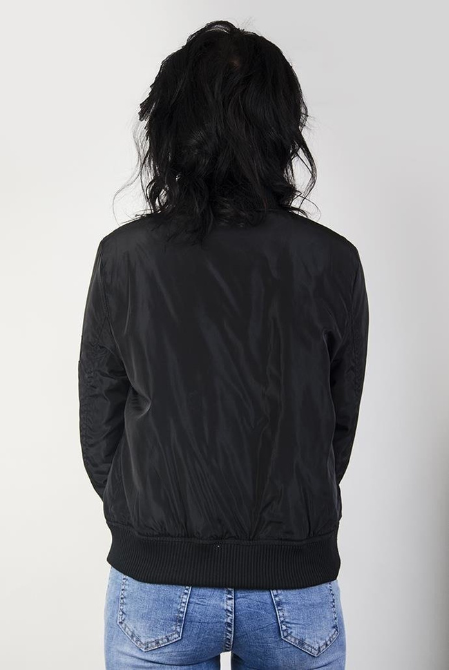 Dwustronna kurtka bomberka czarna/różowe moro