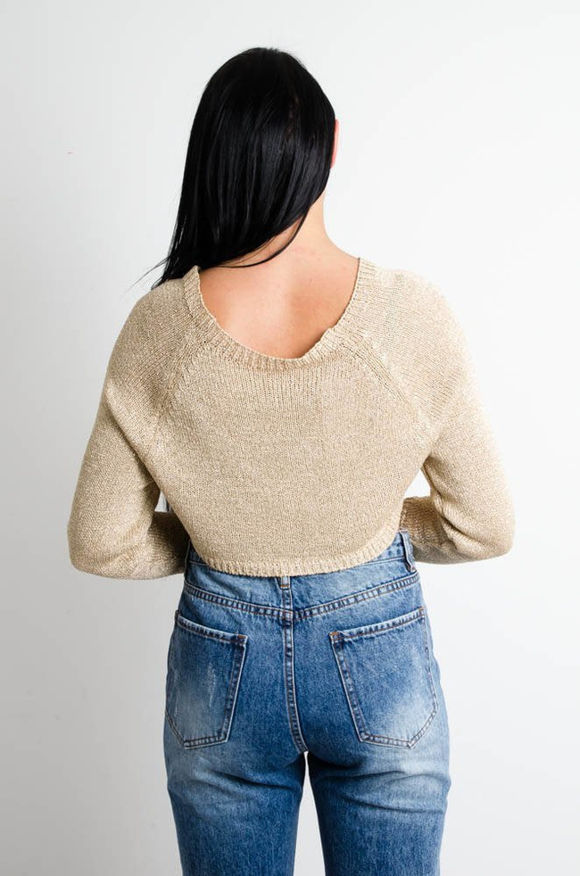 ZŁOTY KRÓTKI TOP Z DŁUGIM RĘKAWEM