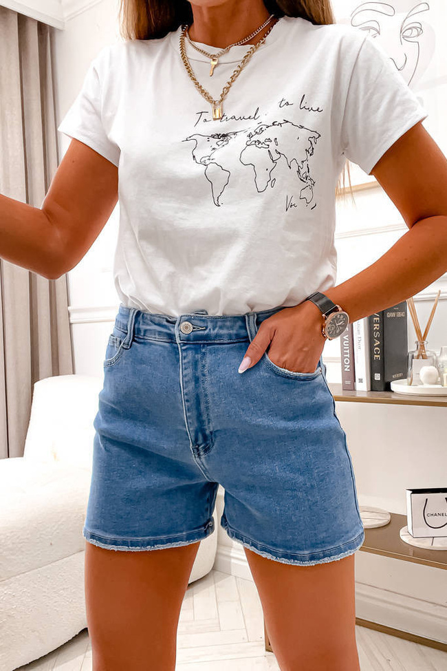 JEANSOWE SZORTY Z WYSOKIM STANEM