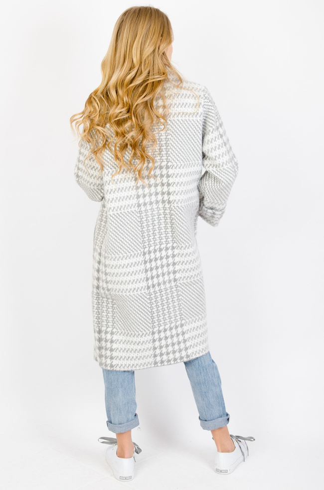 SZARY PŁASZCZ W KRATĘ