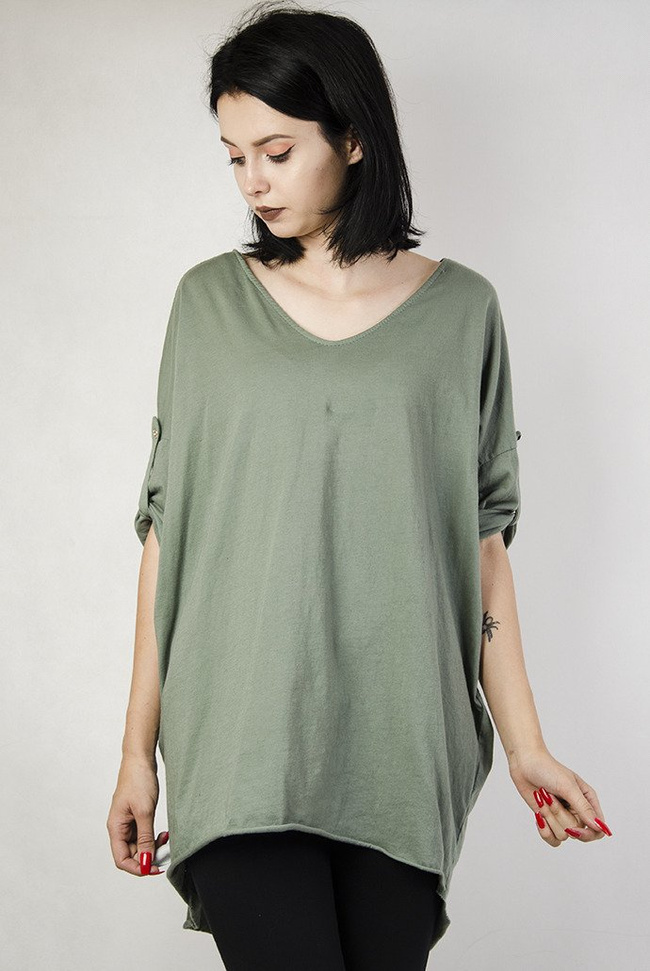 Zielona bluzka z wiązaniem z tyłu