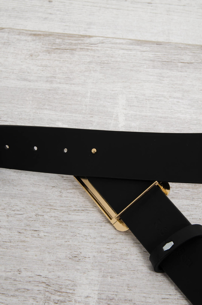 PASEK CZARNY ZE ZŁOTĄ KLAMRĄ