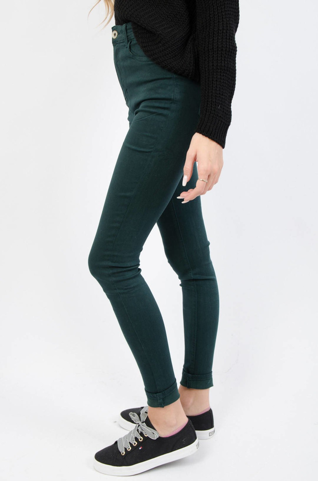 Zielone dopasowane spodnie z wysokim stanem