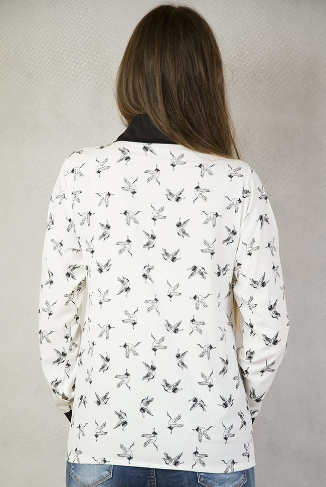 Koszula ekri ze sztampą w czaple