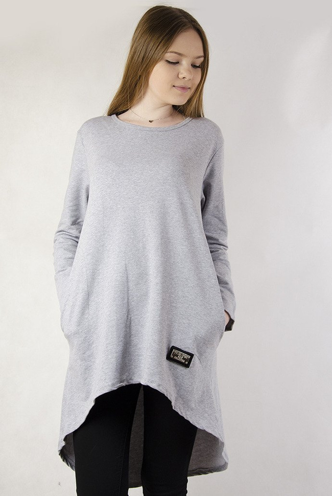 Jasno-szara asymetryczna tunika