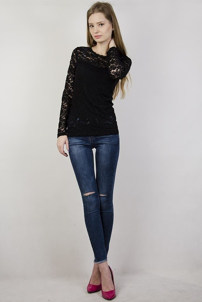 Czarna koronkowa bluzka z usztywnieniem