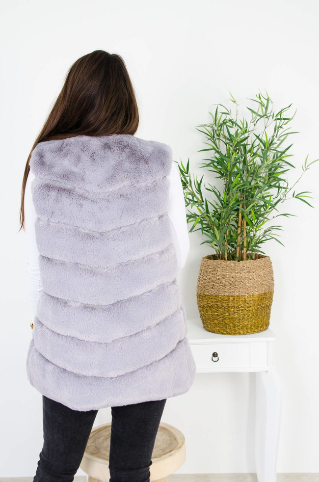 SZARA FUTRZANA KAMIZELKA