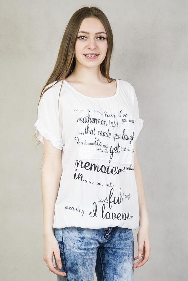 Biała bluzka z cekinami