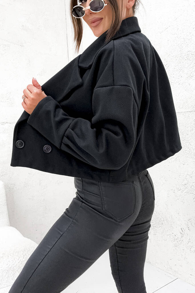 KURTKA DWURZĘDOWA O FASONIE MARYNARKI- CZARNA