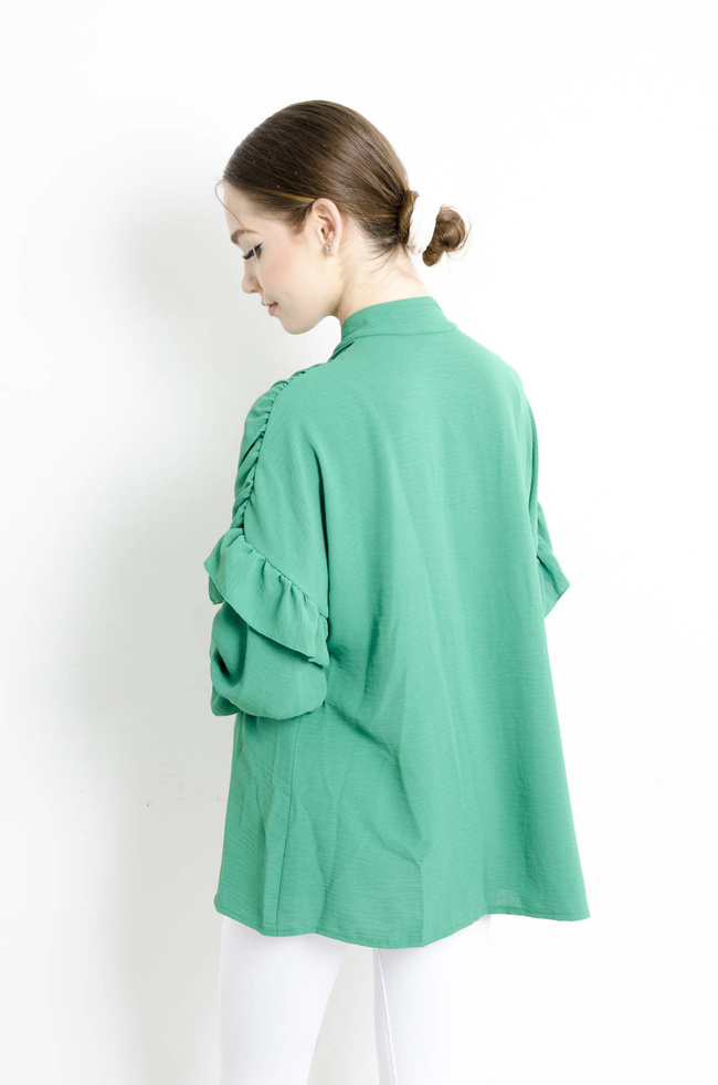 KOSZULA ZIELONA Z FALBANAMI 