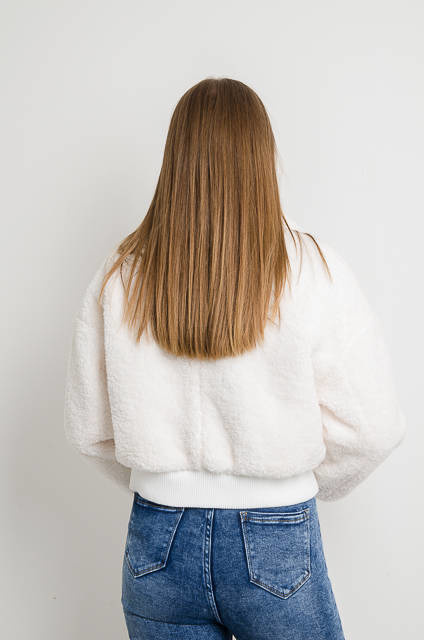 BIAŁA KURTKA BOMBERKA Z KOŻUSZKIEM