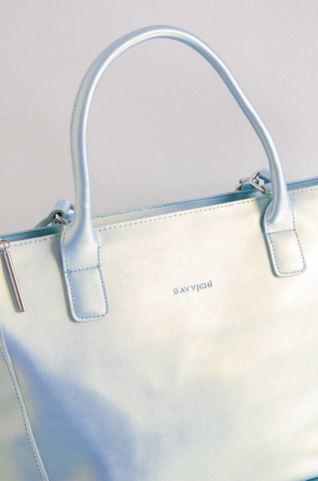 TOREBKA TYPU SHOPPER Z ZAMKAMI PO BOKACH- NIEBIESKA