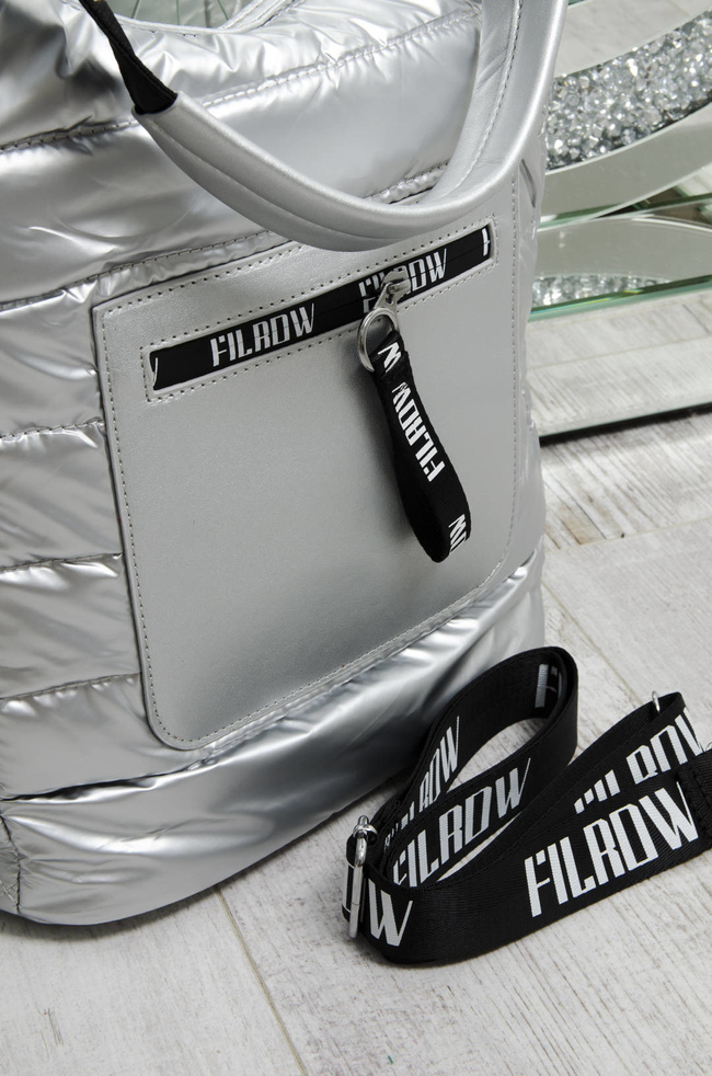 TORBA MATERIAŁOWA PIKOWANA SREBRNA- SHOPPER