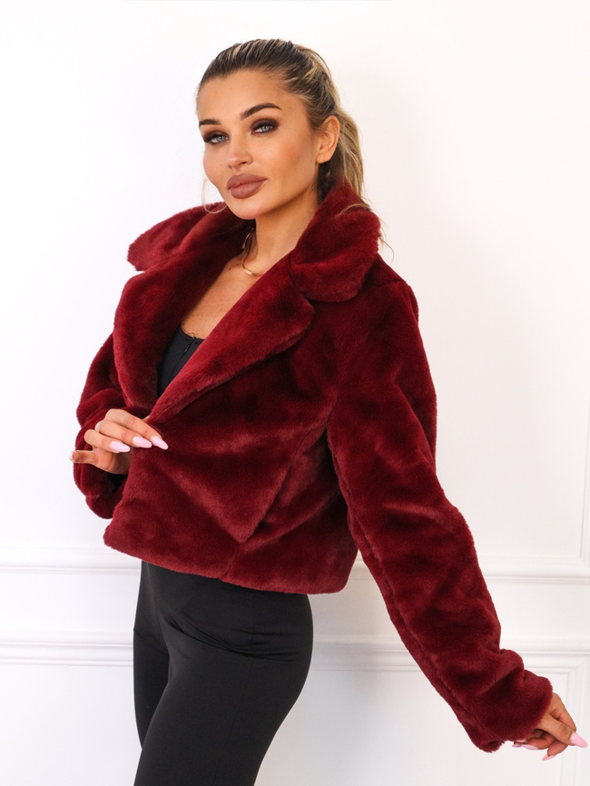 KRÓTKA FUTRZANA KURTKA- BORDOWA