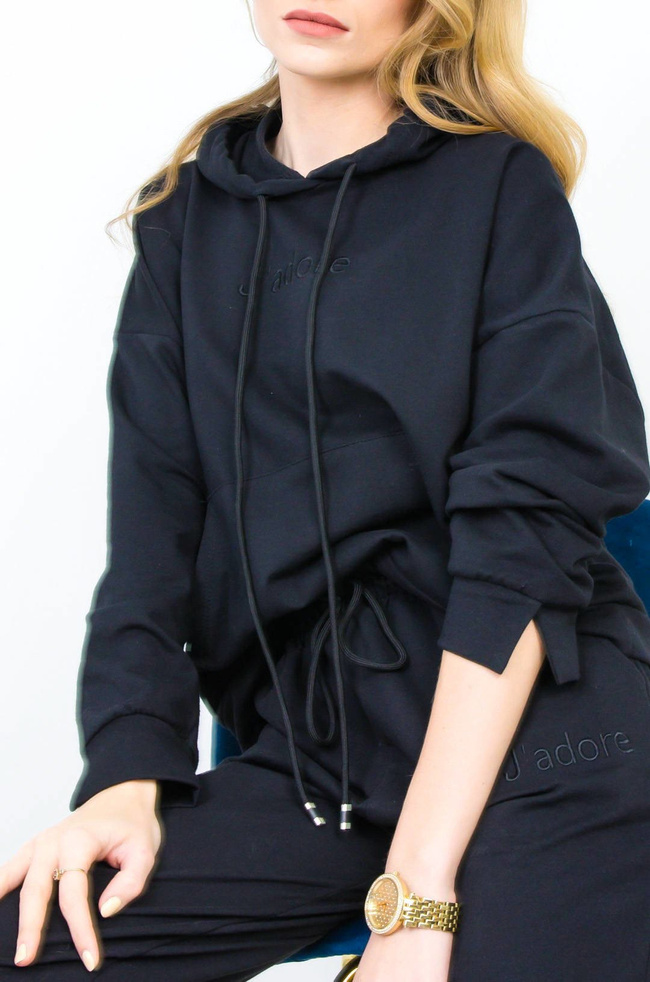 CZARNY BAWEŁNIANY KOMPLET DRESOWY J'ADORE