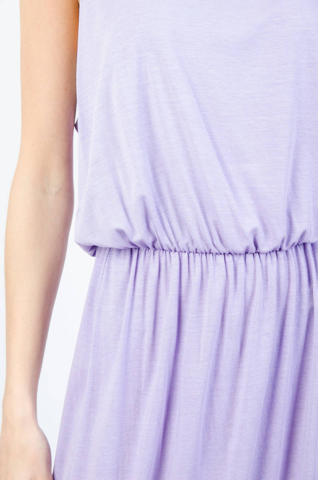 DŁUGA DZIANINOWA SUKIENKA MAXI - FIOLETOWA 