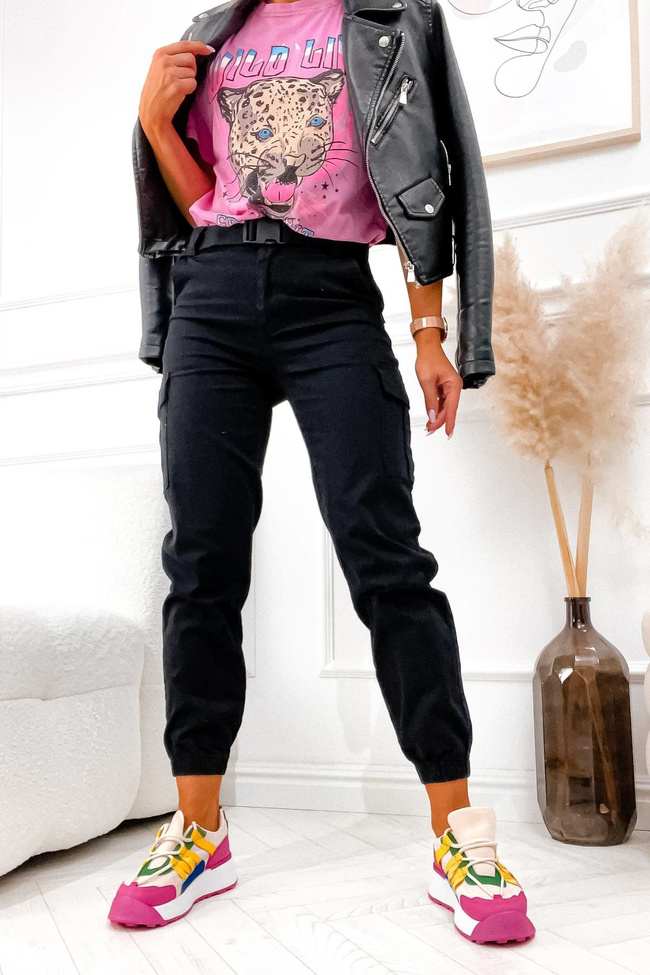 SPODNIE BOJÓWKI Z KIESZENIAMI- CZARNE