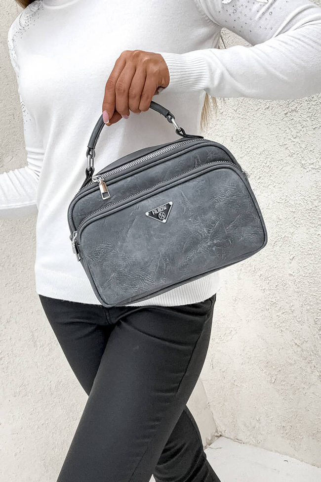 TOREBKA KUFEREK Z KIESZONKAMI NA ZAMEK- SZARA