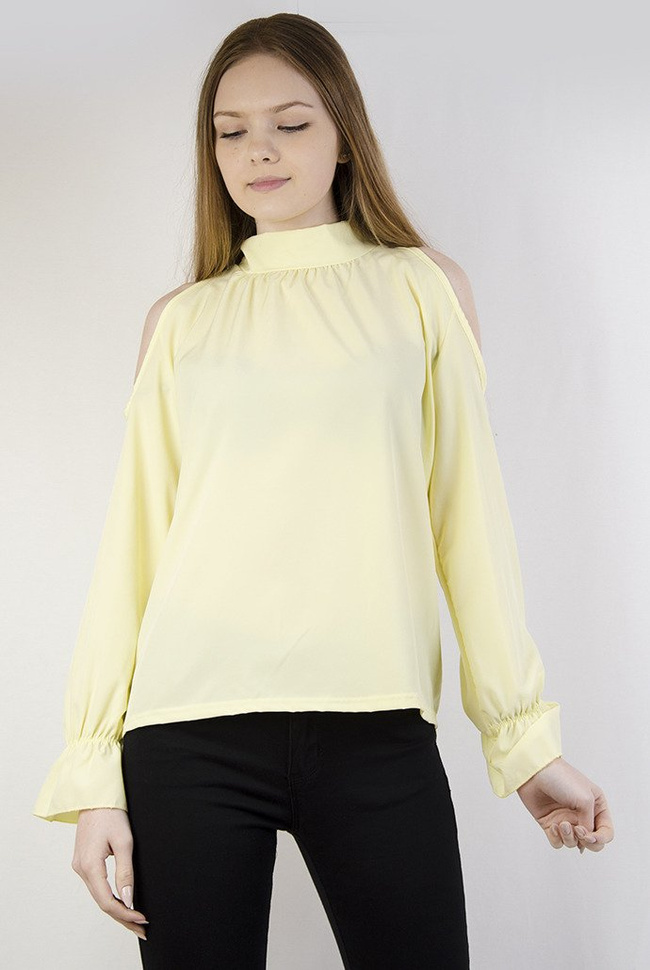 Żółta bluzka z wiązaniem z tyłu
