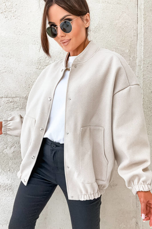 KURTKA BOMBERKA OVERSIZE- BEŻOWA