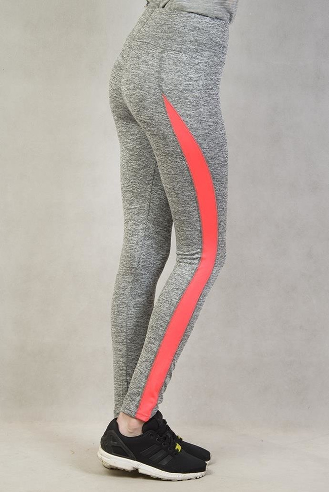 Jasnoszare dresy z pomarańczową wstawką