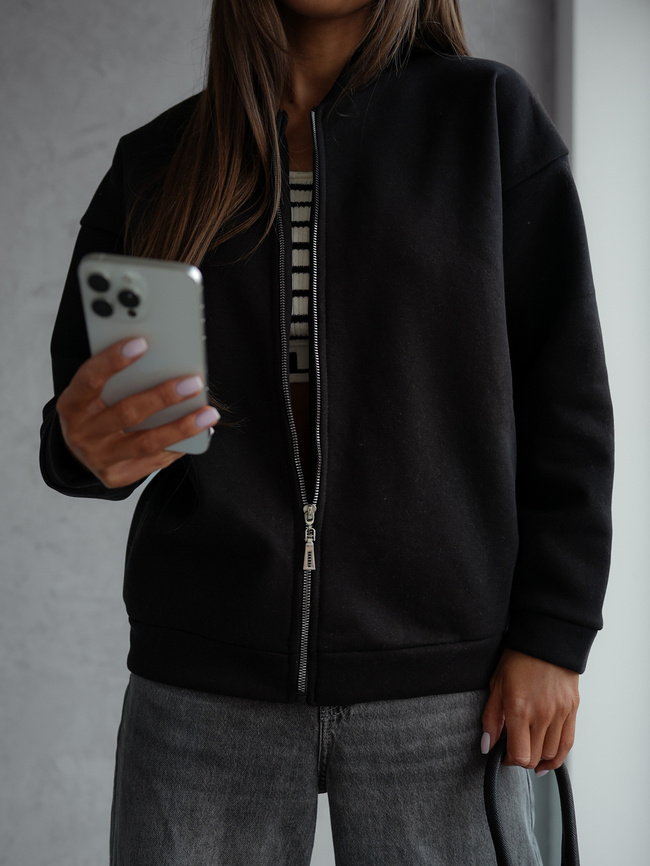 BLUZA BOMBERKA ZAPIANAN NA ZAMEK- CZARNA