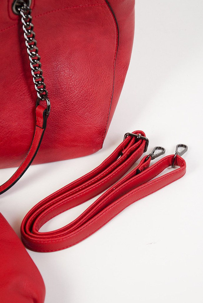 Czerwona torebka typu shopper 2w1