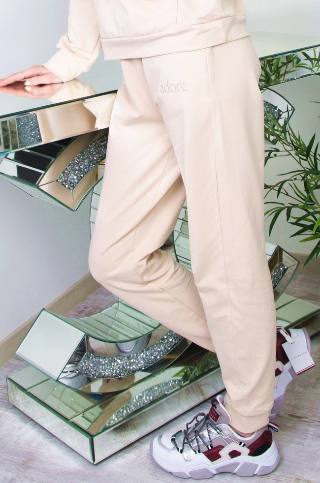 BEŻOWY BAWEŁNIANY KOMPLET DRESOWY J'ADORE