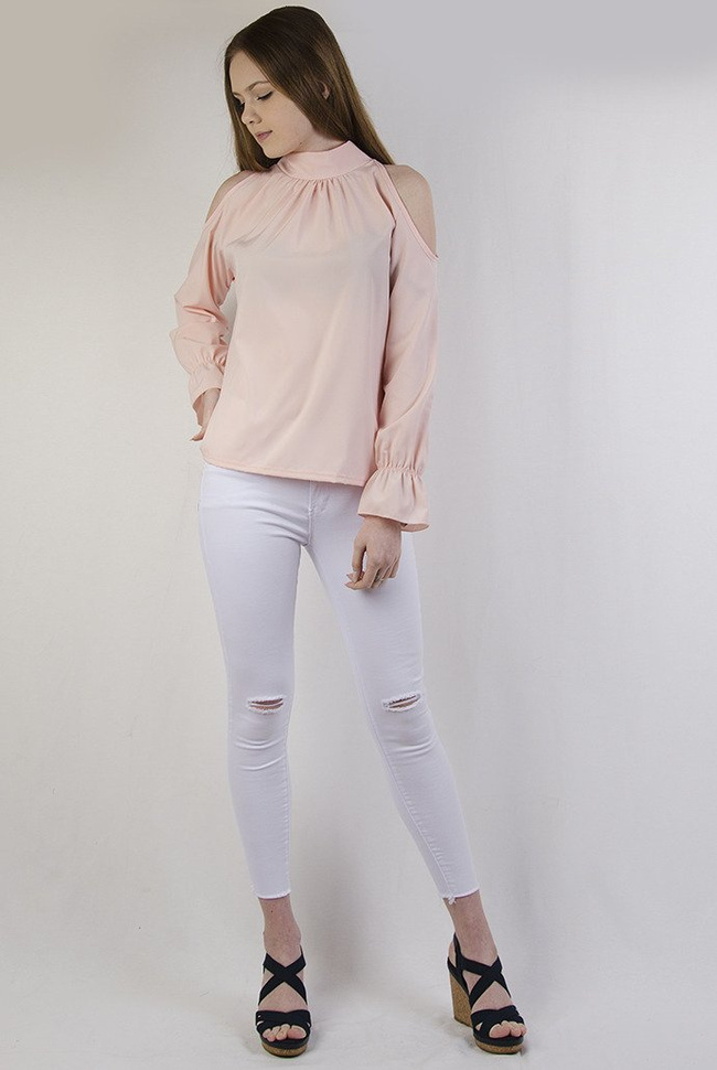 Różowa bluzka z wiązaniem z tyłu