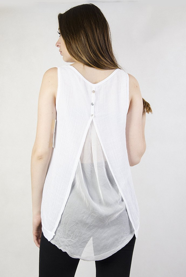 Biała bluzka z przedłużanym tyłem