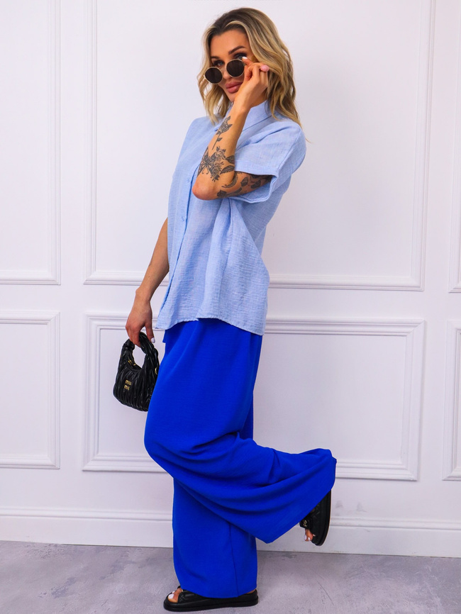 KOSZULA Z KRÓTKIM RĘKAWEM- NIEBIESKA