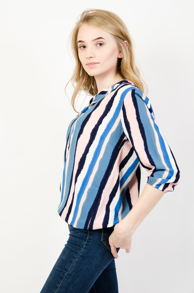 Bluzka w kolorowe paski z rękawem 3/4