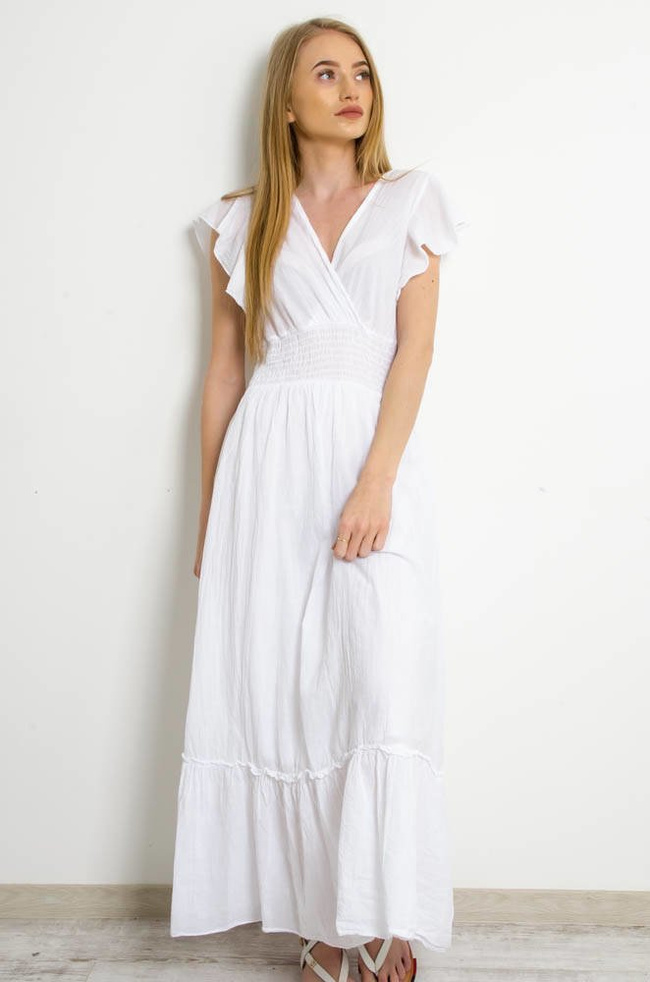 BIAŁA DŁUGA MUŚLINOWA SUKIENKA NA ZAKŁĄDKĘ 